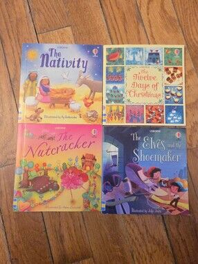 4 Usborne CHRISTMAS BOOKS: The Nutcracker, Nativity, Elves & Showmaker